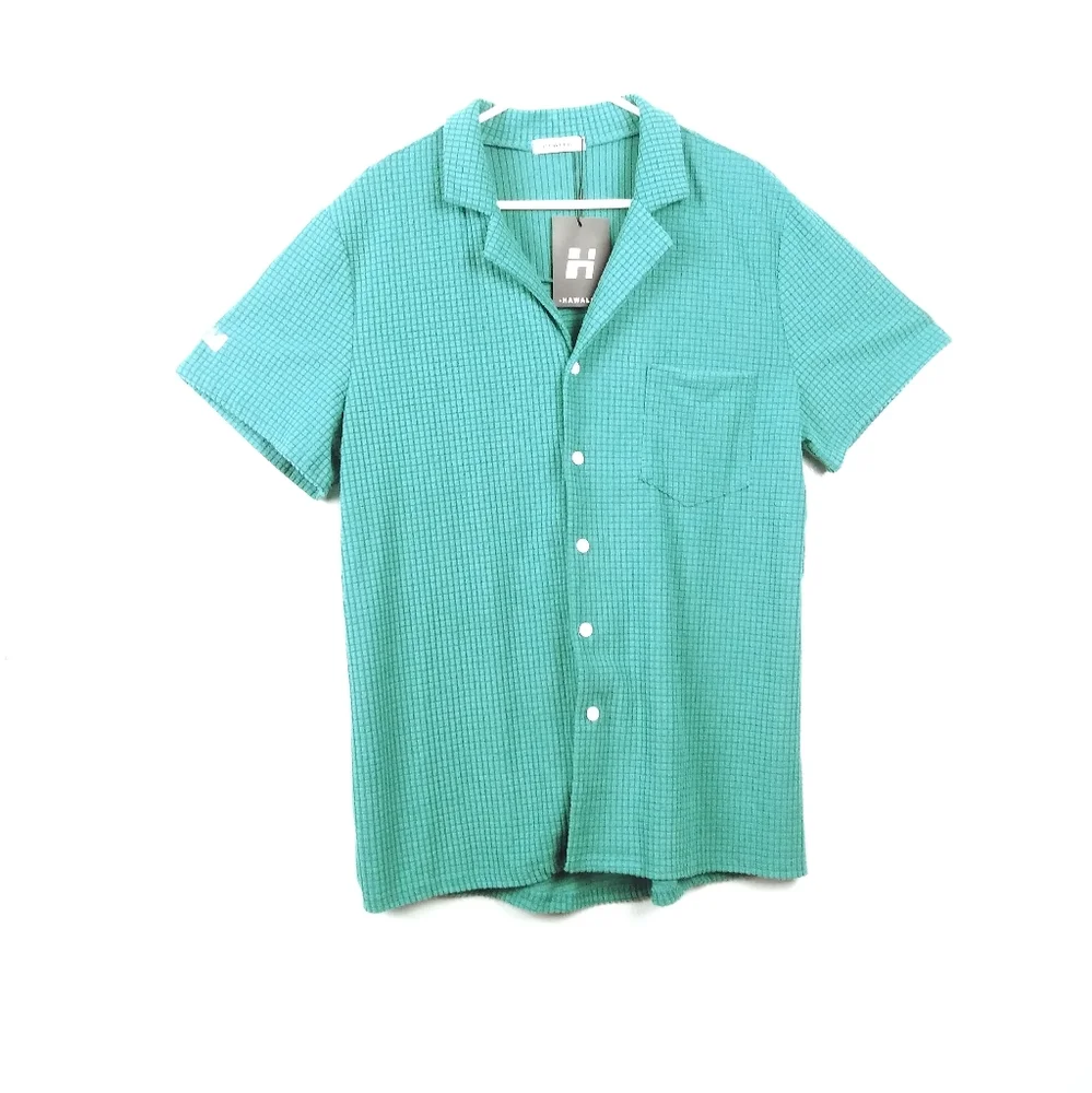HAWALILI  L Shirt Blue Emerald Material Corduroy